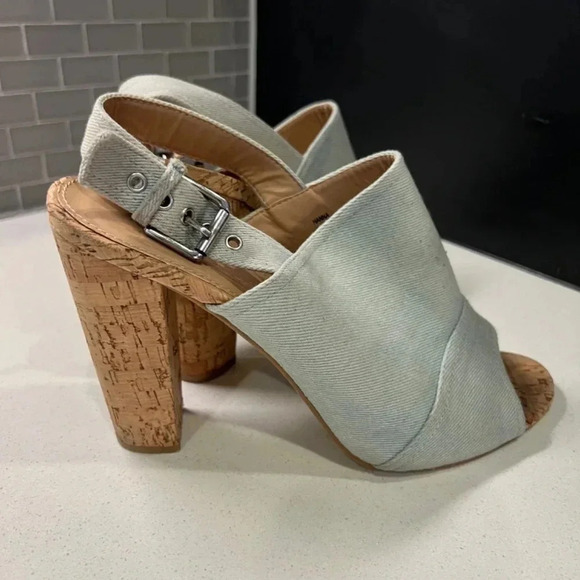 Charlotte Russe Denim Wedge Heels Size 10 - Picture 4 of 5
